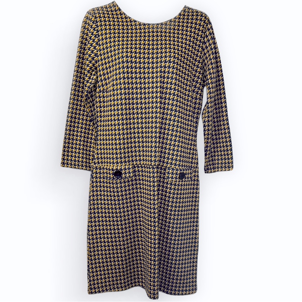 Mademoiselle YeYe houndstooth sheath wiggle sweater dress, Large
